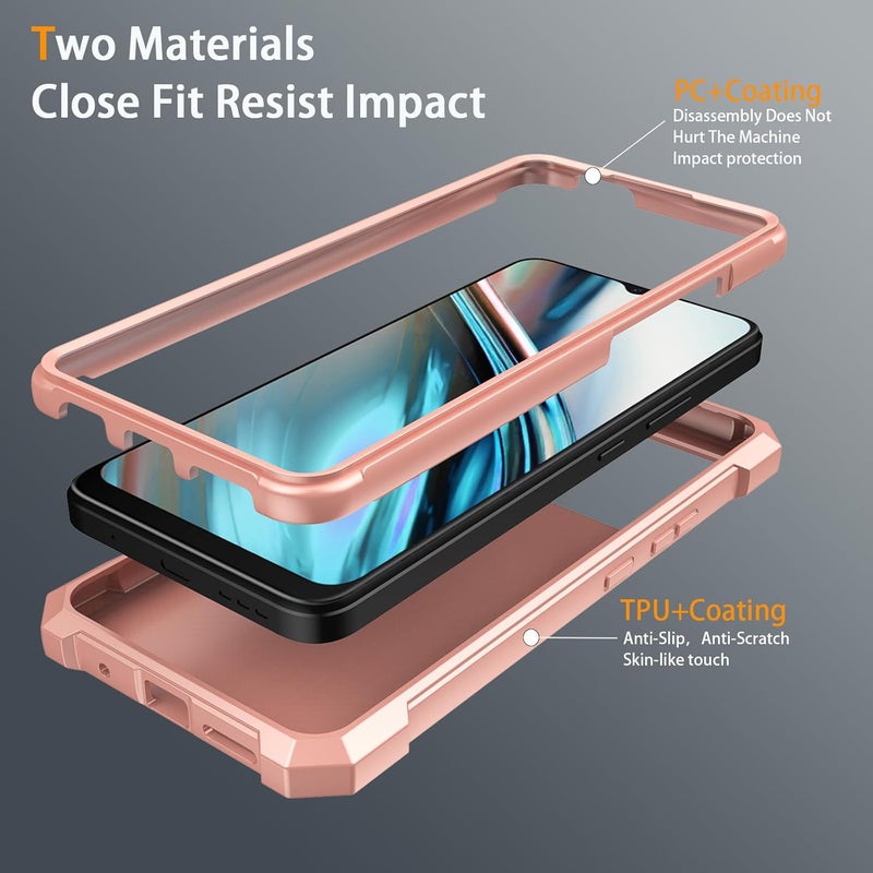 Mocotto for BLU View 5 Phone Case with Tempered Glass Screen Protector,Slim Soft Silicone Full-Body Protective Case for BLU View 5 (Rose Gold) - Image 3